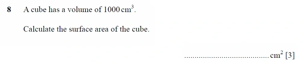 Question 08 - Cambridge IGCSE Maths Past Papers - Core Calculator 2020 - Specimen Paper 1
