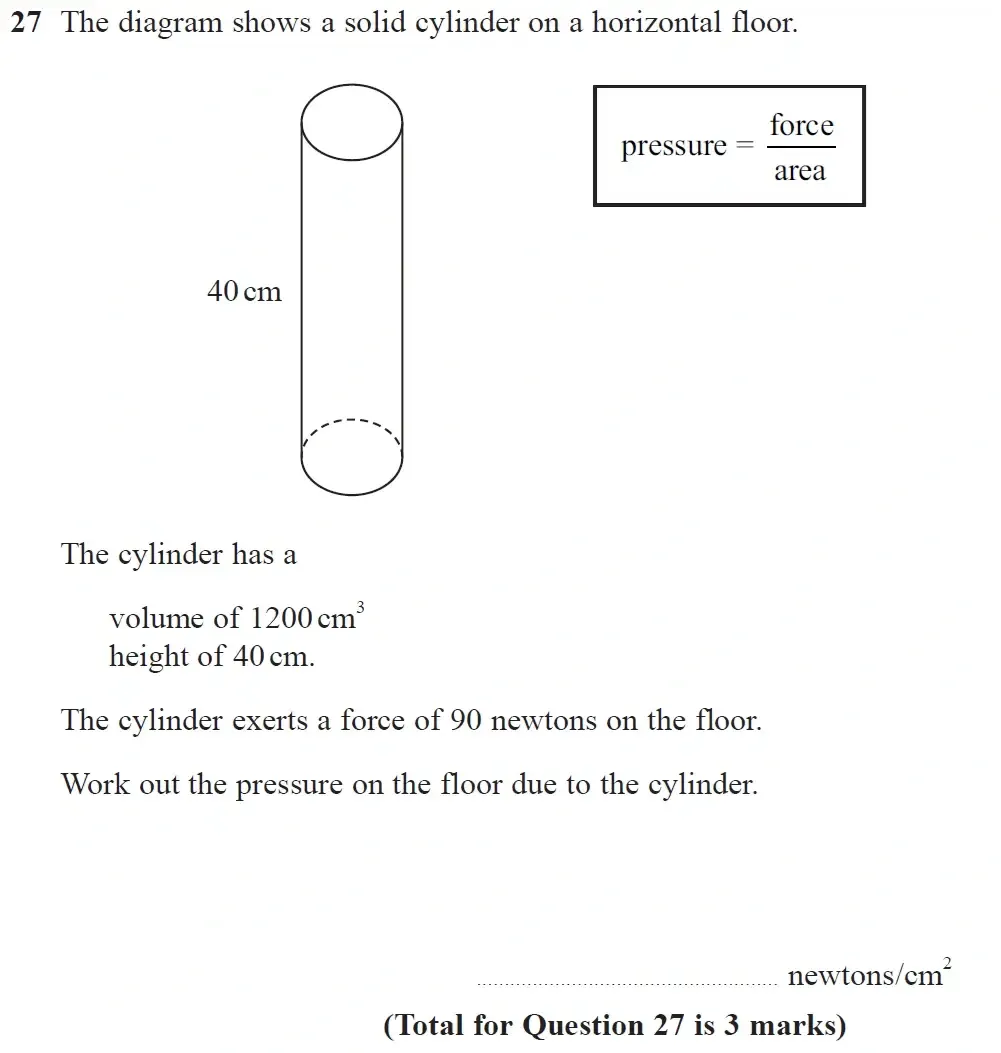 Question 27 - GCSE Edexcel Foundation Maths Past Paper 1 June 2023