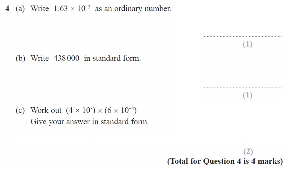 Question 04(a, b, c) - GCSE Edexcel Higher Maths Past Paper 1 (Non-Calculator) - June 2022