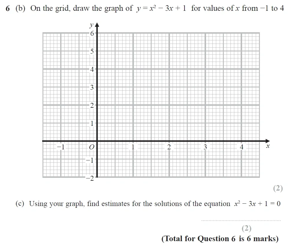 Question 06(b, c) - GCSE Edexcel Higher Maths Past Paper 1 (Non-Calculator) - June 2022