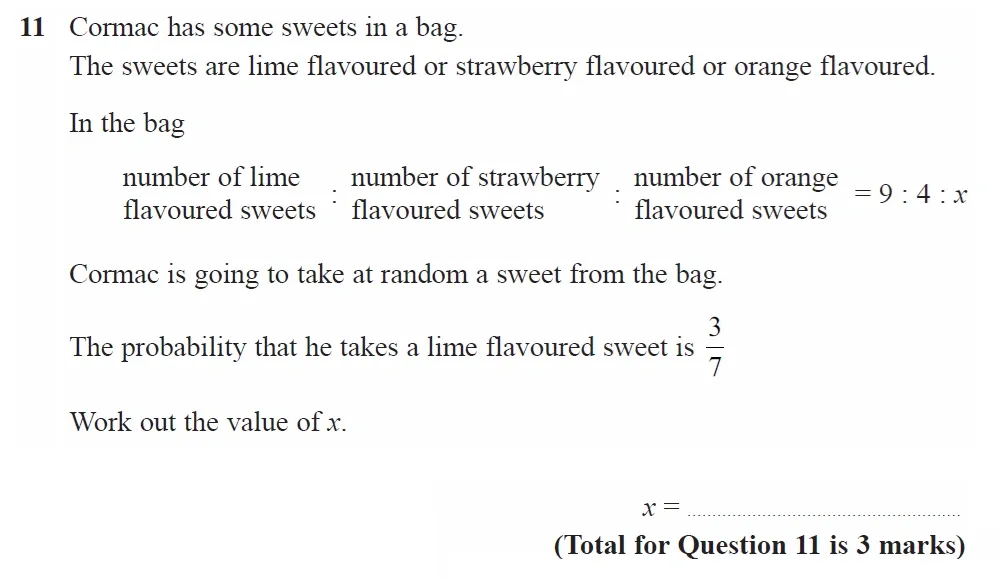 Question 11 - GCSE Edexcel Higher Maths Past Paper 1 (Non-Calculator) - June 2022