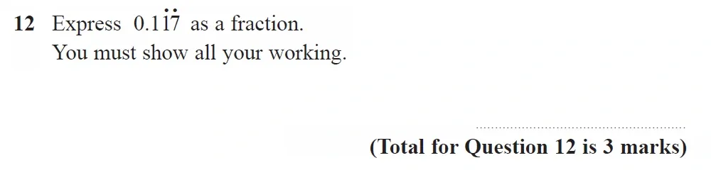 Question 12 - GCSE Edexcel Higher Maths Past Paper 1 (Non-Calculator) - June 2022