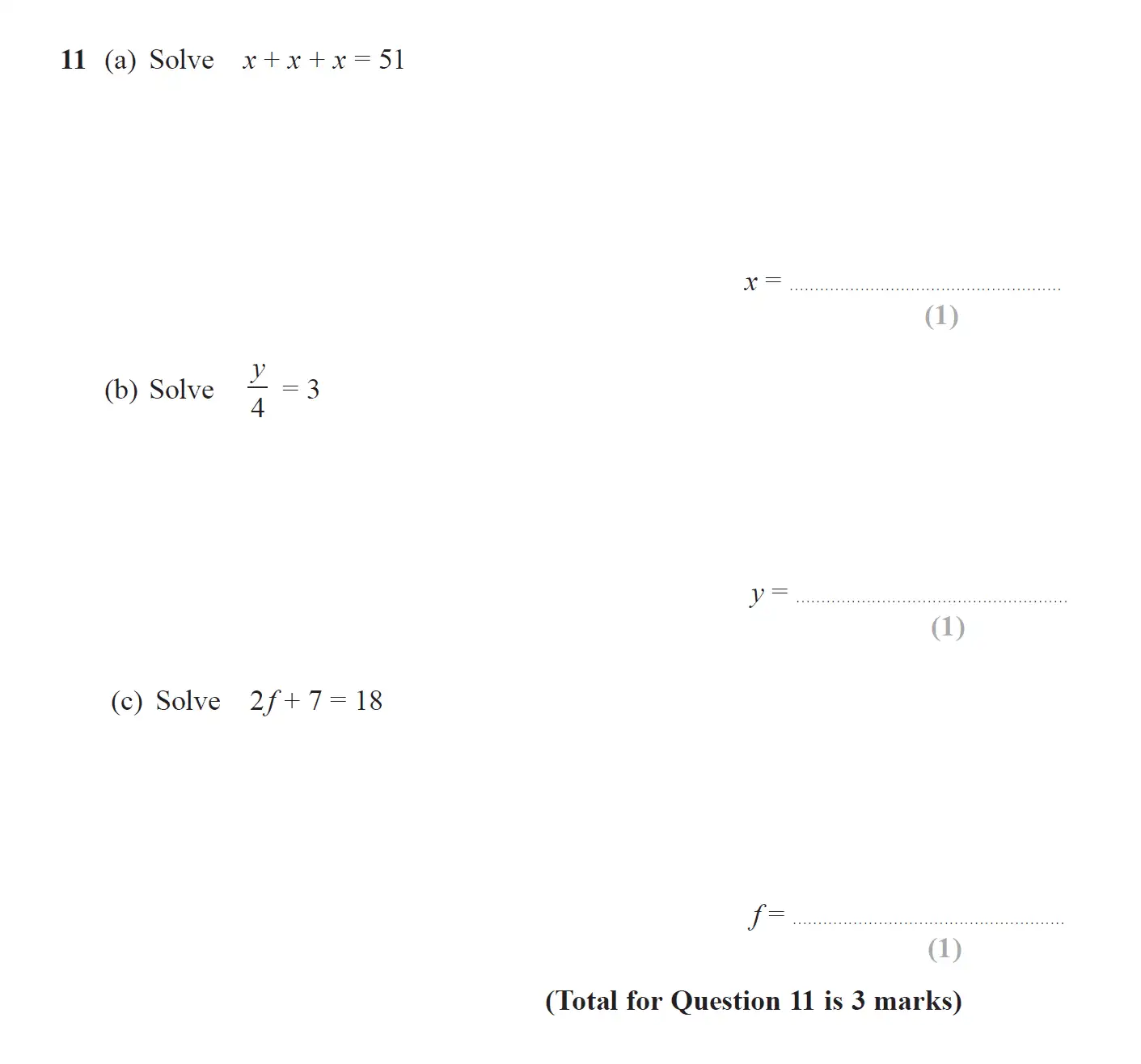 Question 11 - GCSE Edexcel Foundation Maths Past Paper 2 (Calculator) - June 2018