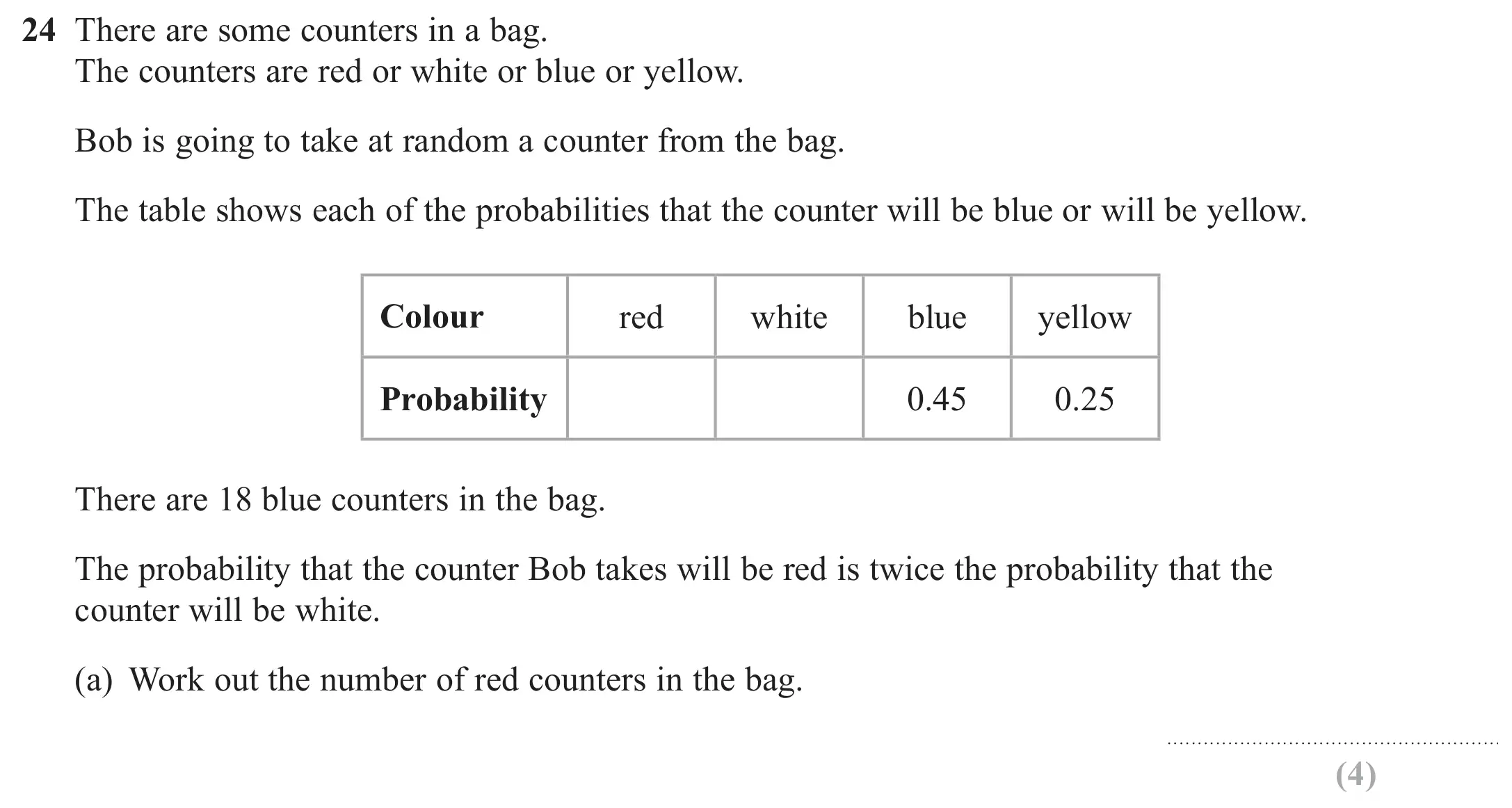 Question 24(a) - GCSE Edexcel Foundation Maths Past Paper 3 (Calculator) - June 2018