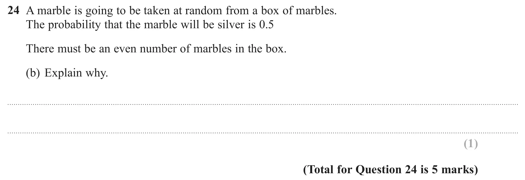 Question 24(b) - GCSE Edexcel Foundation Maths Past Paper 3 (Calculator) - June 2018