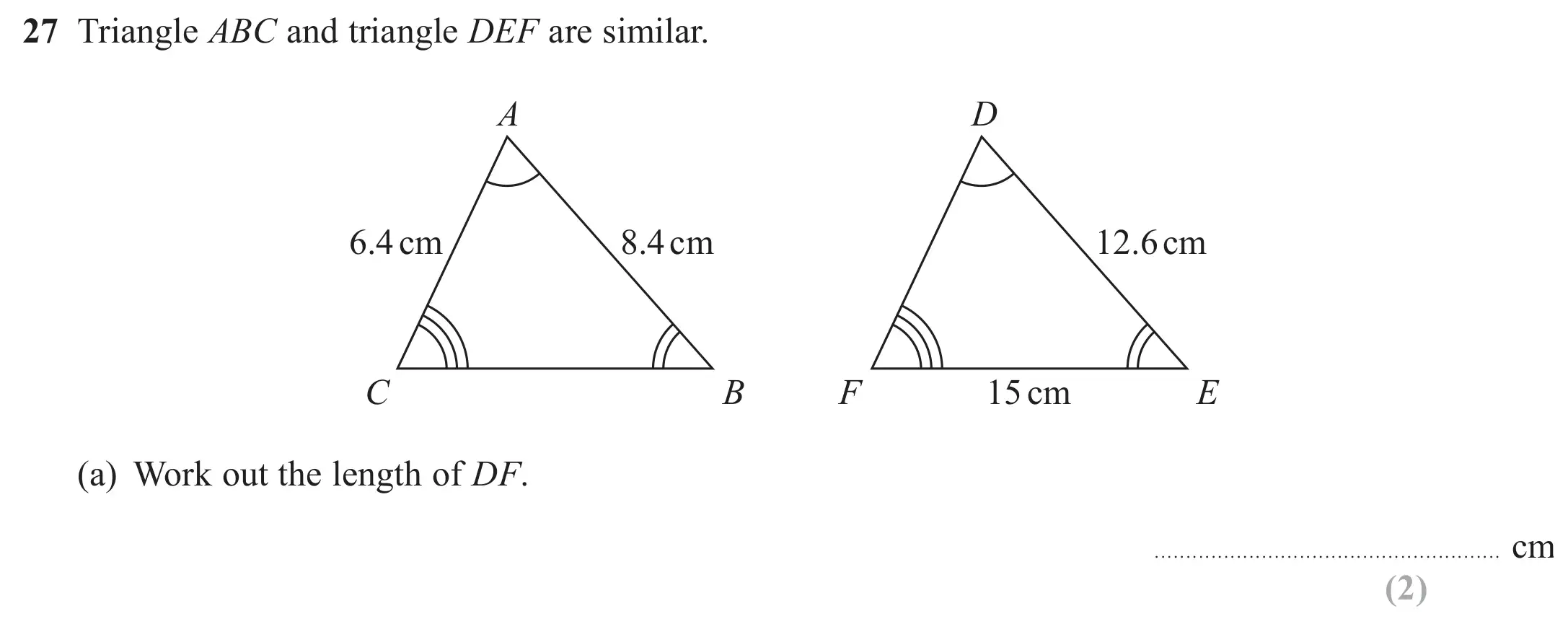 Question 27(a) - GCSE Edexcel Foundation Maths Past Paper 3 (Calculator) - June 2018