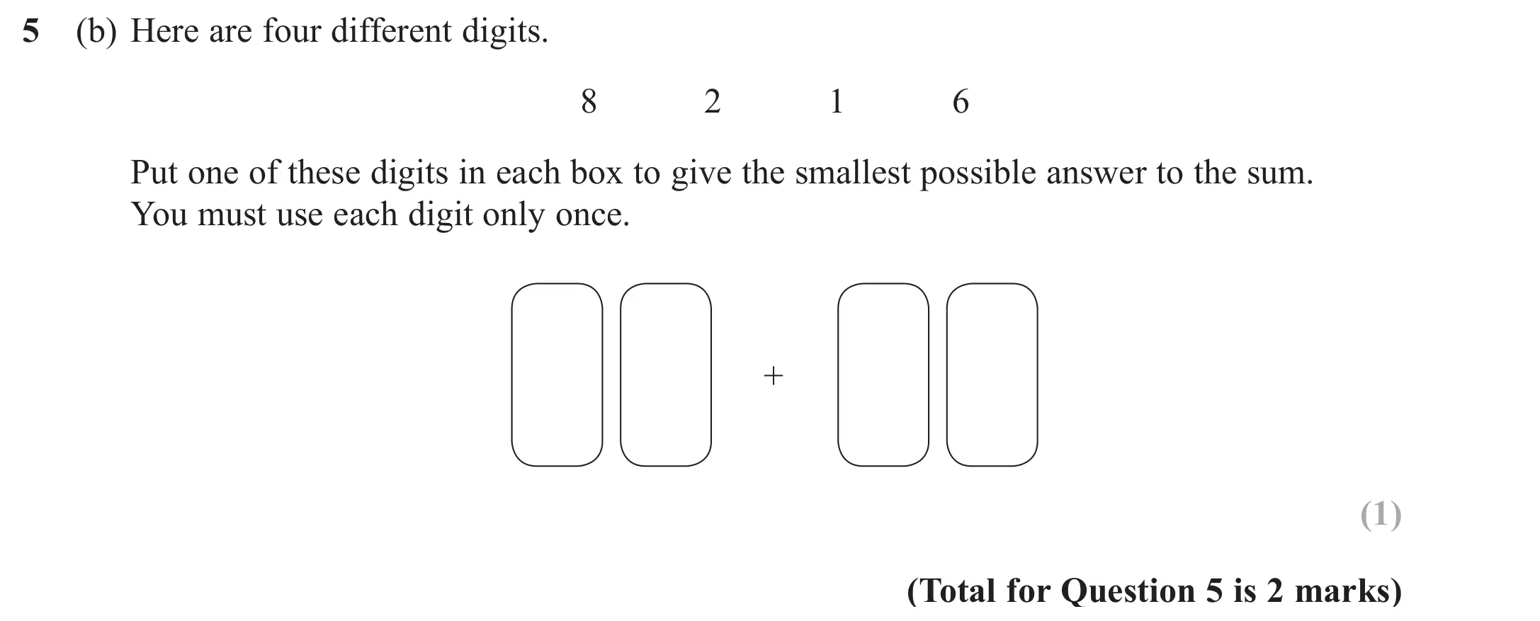 Question 5(b) - GCSE Edexcel Foundation Maths Past Paper 3 (Calculator) - June 2018