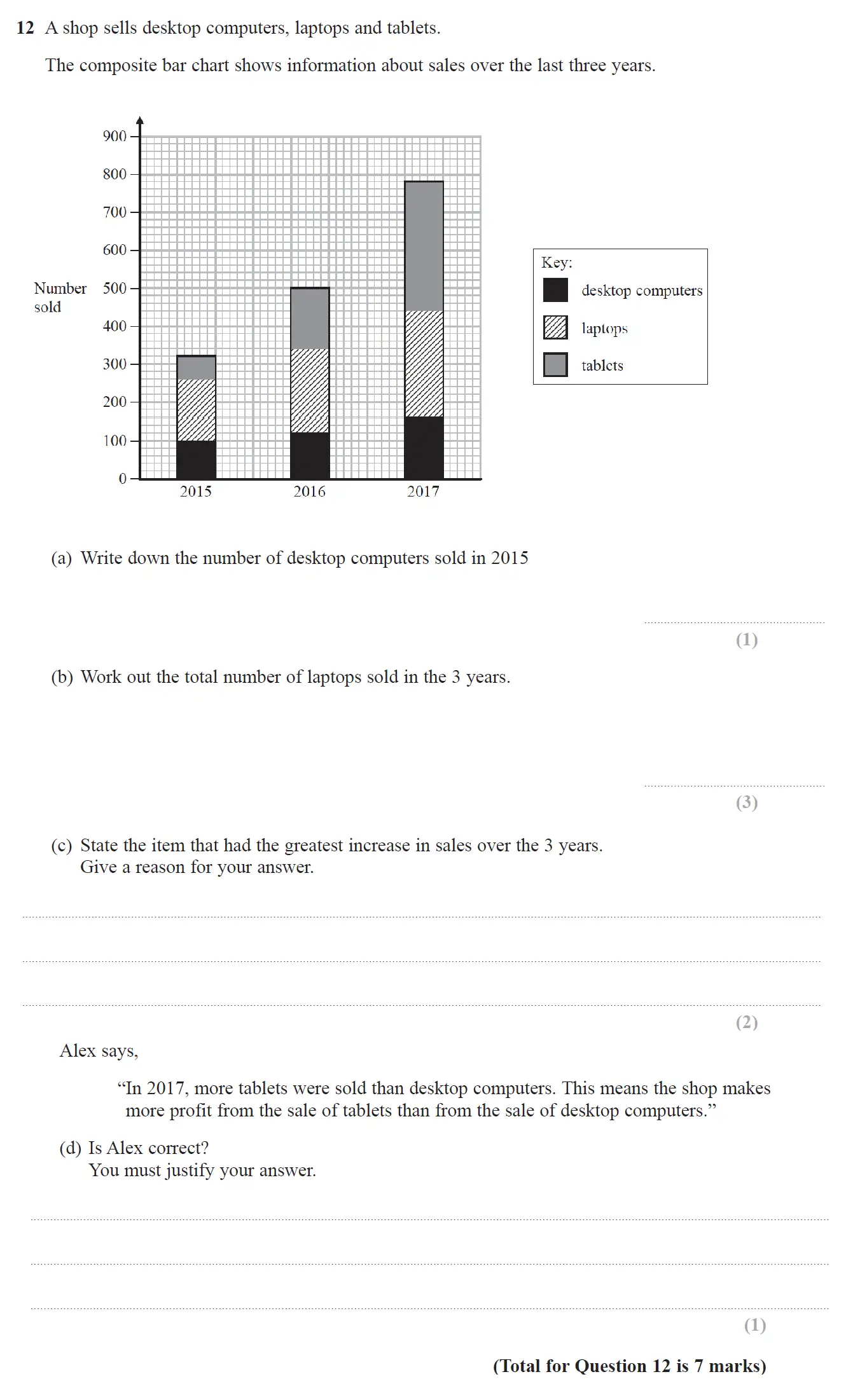Question 12 - GCSE Edexcel Foundation Maths Past Paper 1 (Non-Calculator) - June 2018