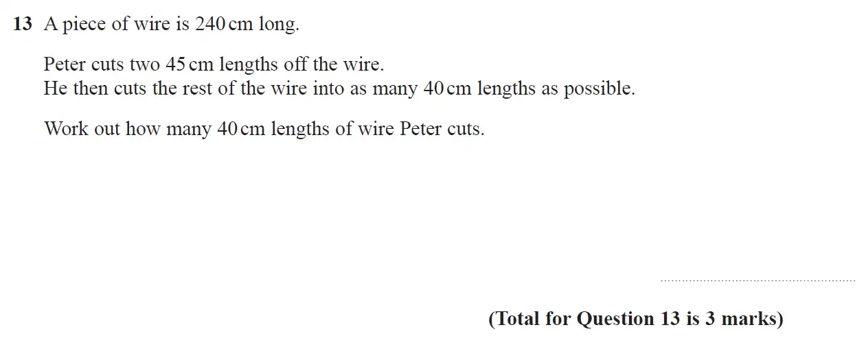 Question 13 - GCSE Edexcel Foundation Maths Past Paper 1 (Non-Calculator) - June 2018