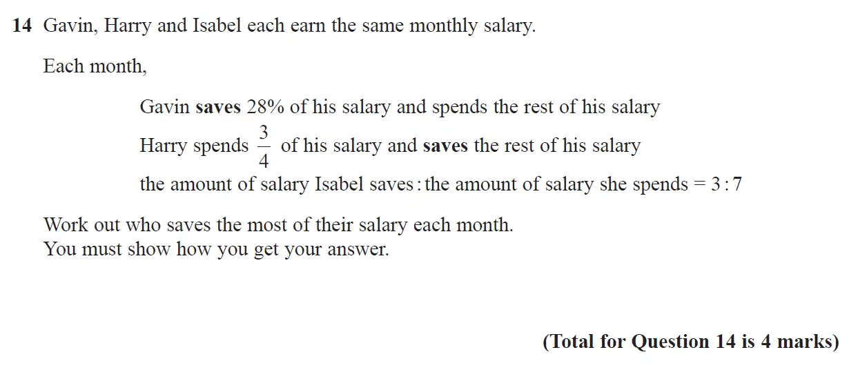 Question 14 - GCSE Edexcel Foundation Maths Past Paper 1 (Non-Calculator) - June 2018