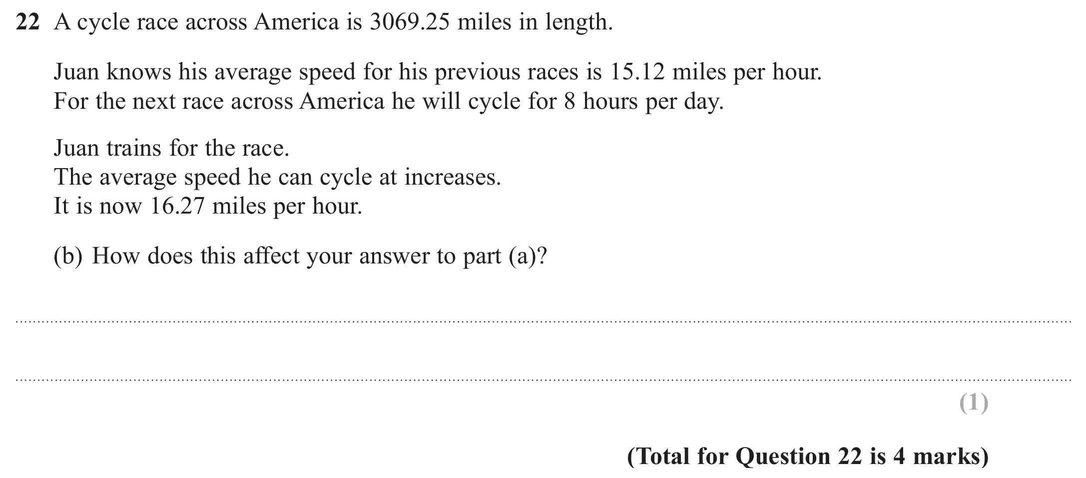 Question 22(b) - GCSE Edexcel Foundation Maths Past Paper 1 (Non-Calculator) - June 2018