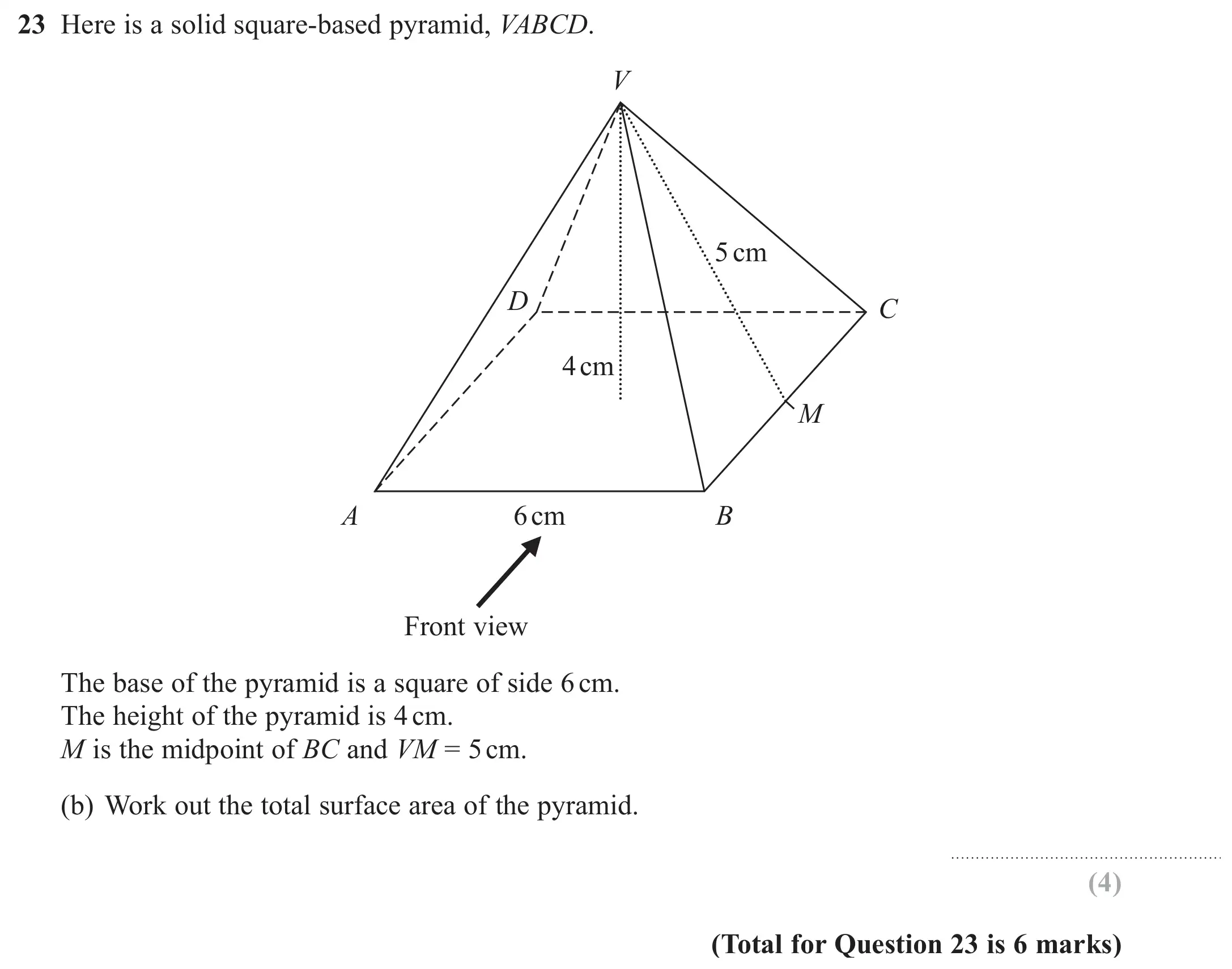 Question 23(b) - GCSE Edexcel Foundation Maths Past Paper 1 (Non-Calculator) - June 2018