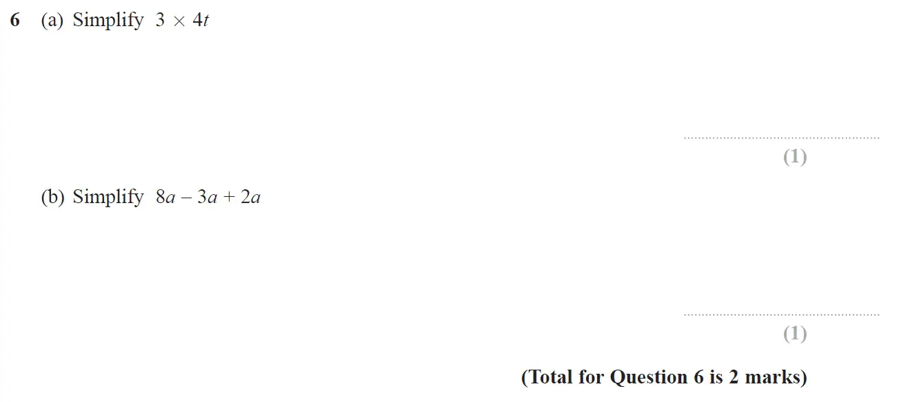 Question 6 - GCSE Edexcel Foundation Maths Past Paper 1 (Non-Calculator) - June 2018