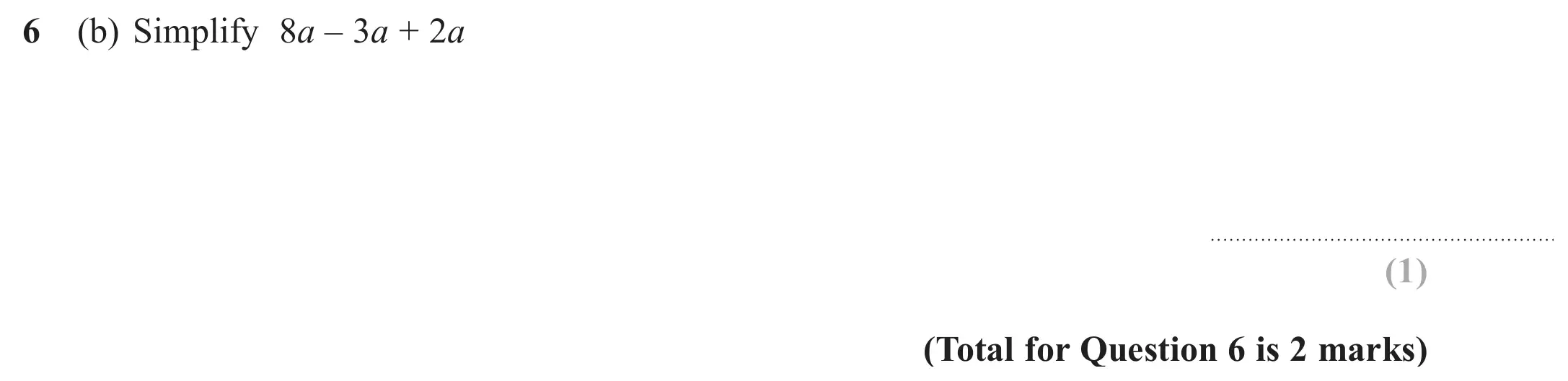 Question 6(b) - GCSE Edexcel Foundation Maths Past Paper 1 (Non-Calculator) - June 2018