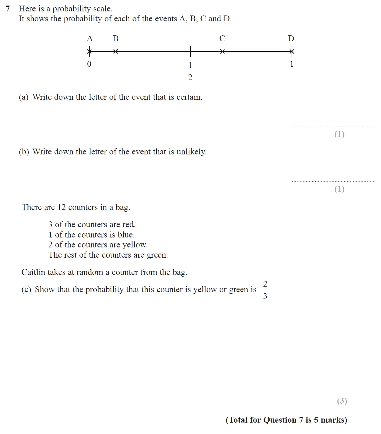Question 7 - GCSE Edexcel Foundation Maths Past Paper 1 (Non-Calculator) - June 2018
