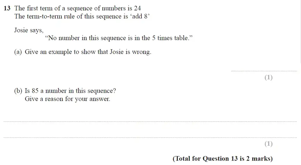 Question 13 - GCSE Edexcel Foundation Maths Past Paper 3 (Calculator) - June 2019