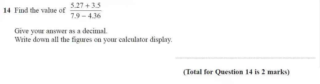 Question 14 - GCSE Edexcel Foundation Maths Past Paper 3 (Calculator) - June 2019