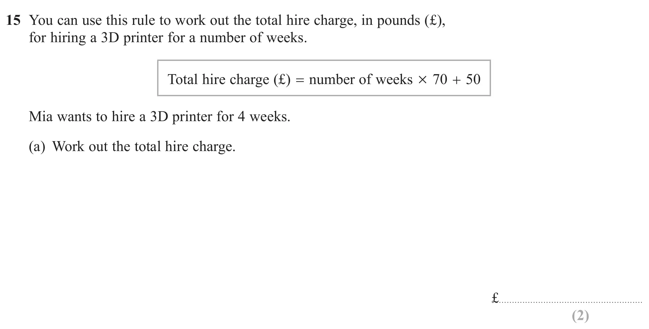 Question 15(a) - GCSE Edexcel Foundation Maths Past Paper 3 (Calculator) - June 2019