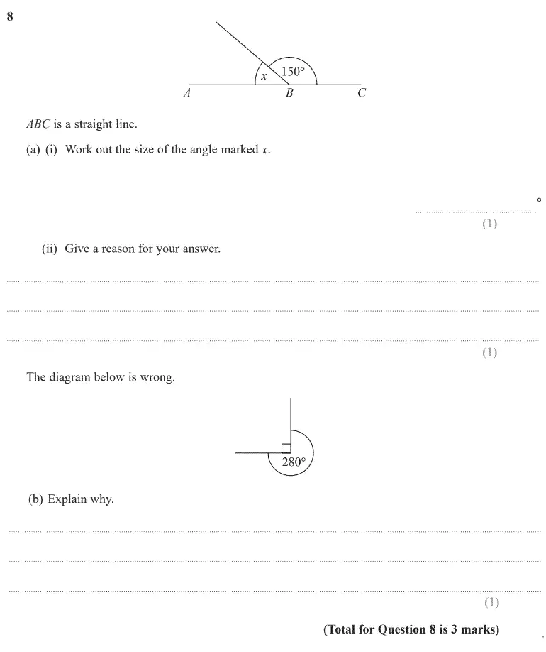 Question 8 - GCSE Edexcel Foundation Maths Past Paper 2 (Calculator) - June 2020