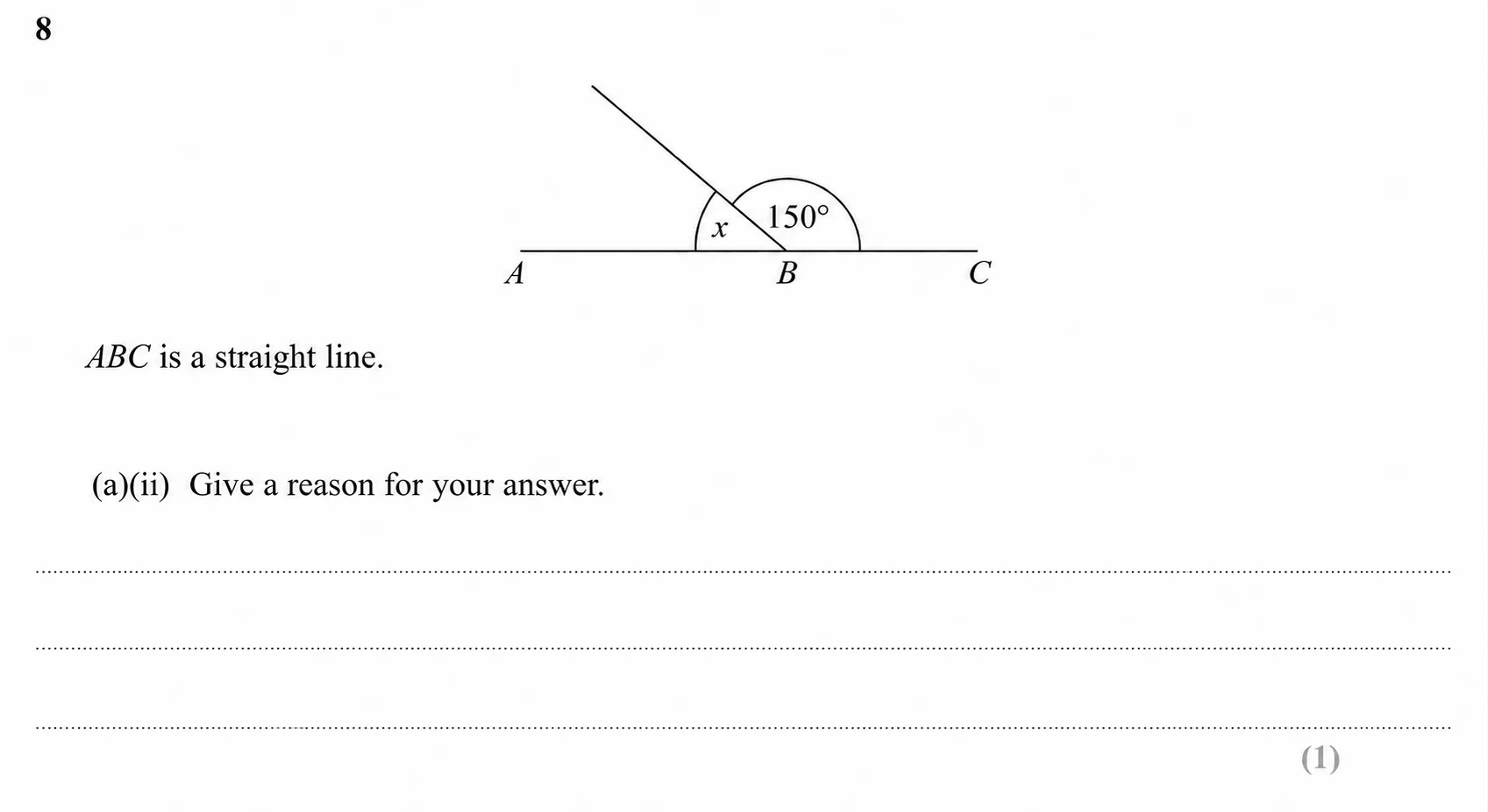 Question 8(a)(ii) - GCSE Edexcel Foundation Maths Past Paper 2 (Calculator) - June 2020