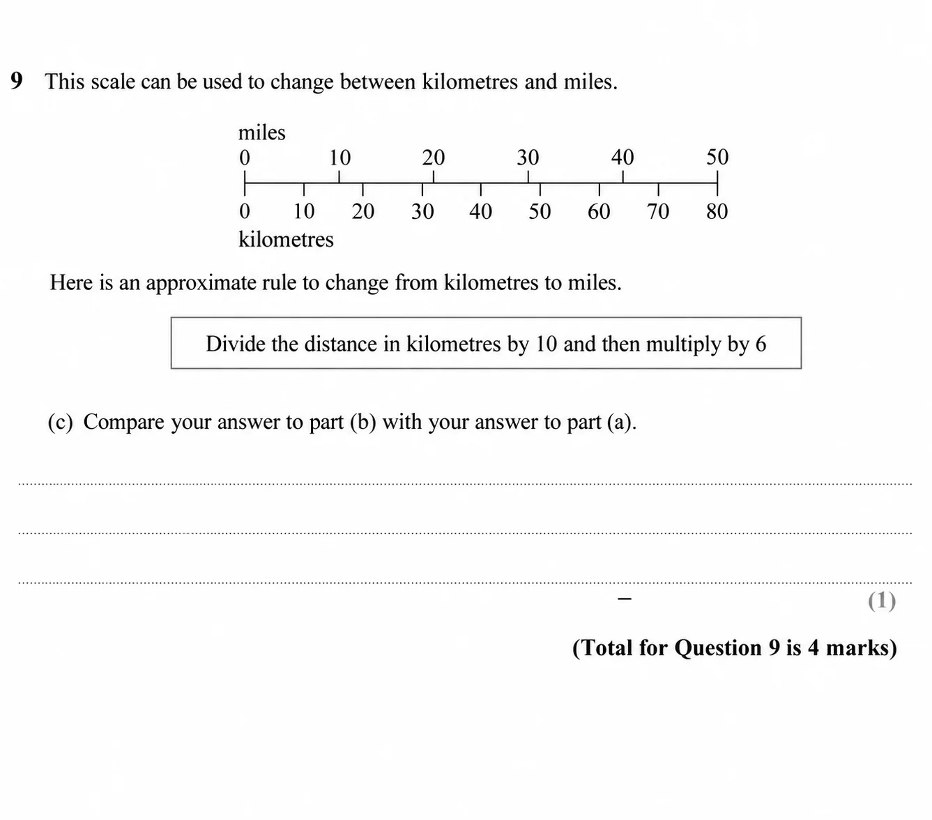 Question 9(c) - GCSE Edexcel Foundation Maths Past Paper 2 (Calculator) - June 2020