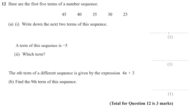 Question 12 - GCSE Edexcel Foundation Maths Past Paper 3 (Calculator) - June 2020
