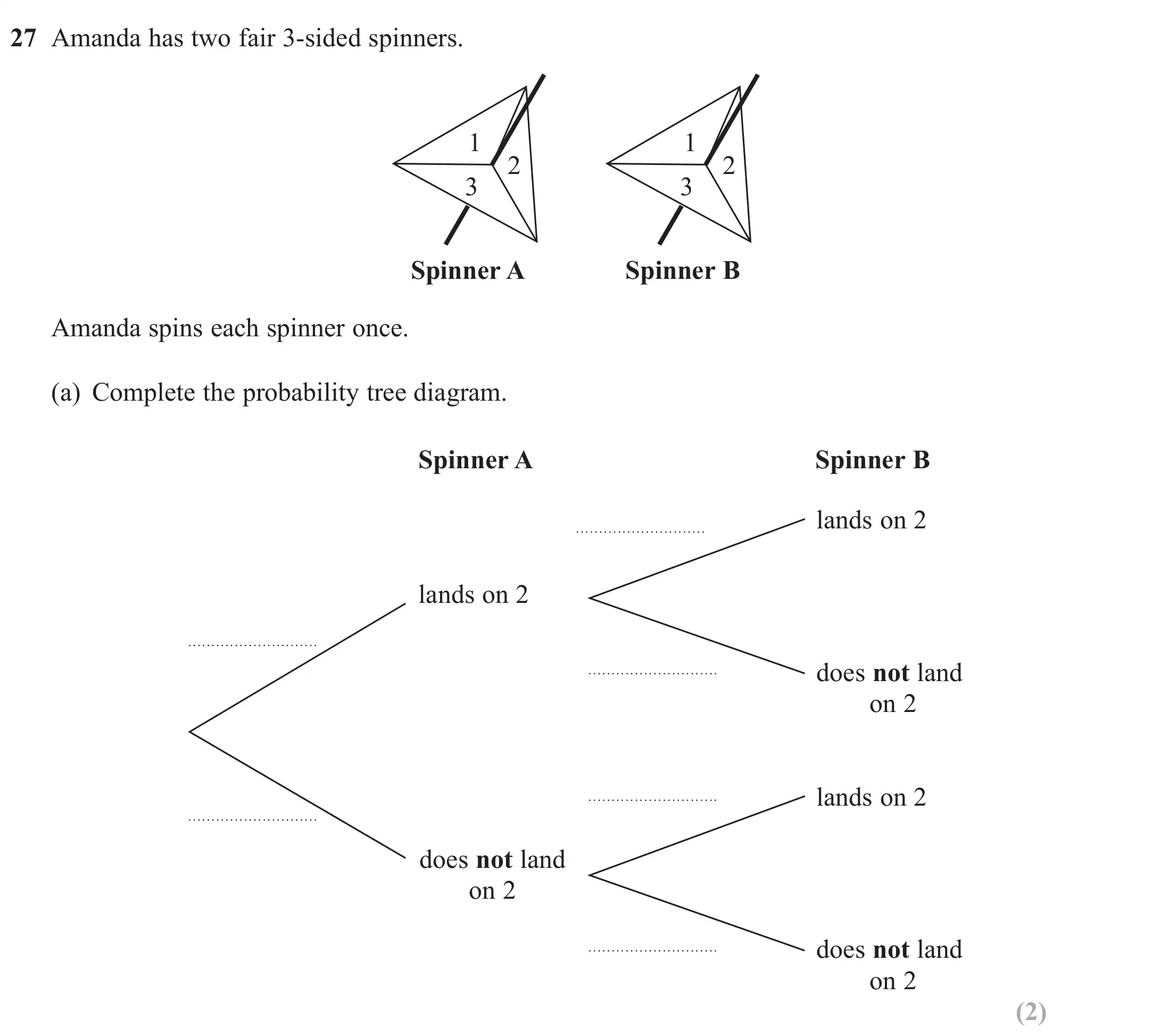 Question 27(a) - GCSE Edexcel Foundation Maths Past Paper 3 (Calculator) - June 2020