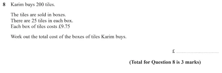Question 8 - GCSE Edexcel Foundation Maths Past Paper 3 (Calculator) - June 2020