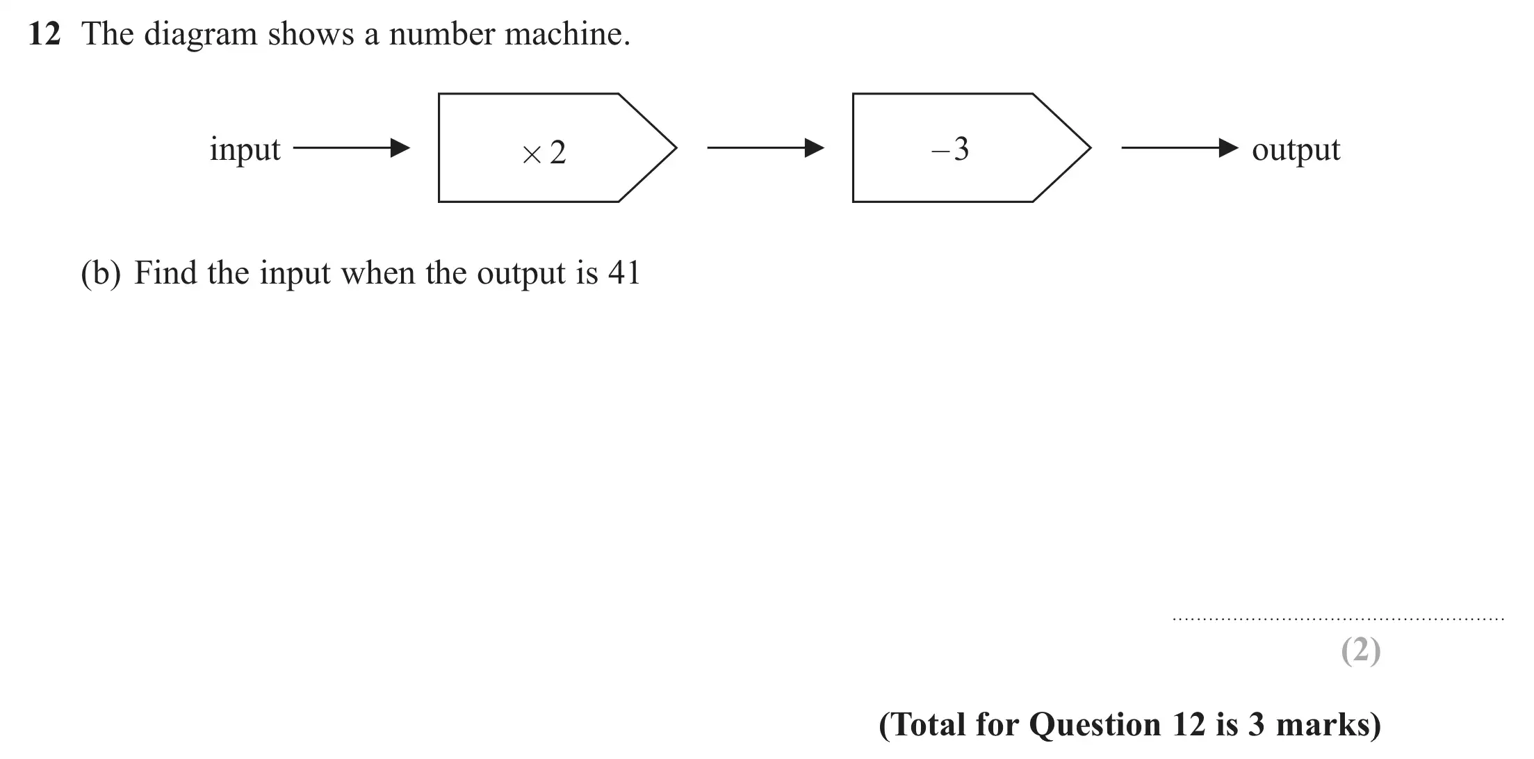 Question 12(b) - GCSE Edexcel Foundation Maths Past Paper 1 (Non-Calculator) - June 2020