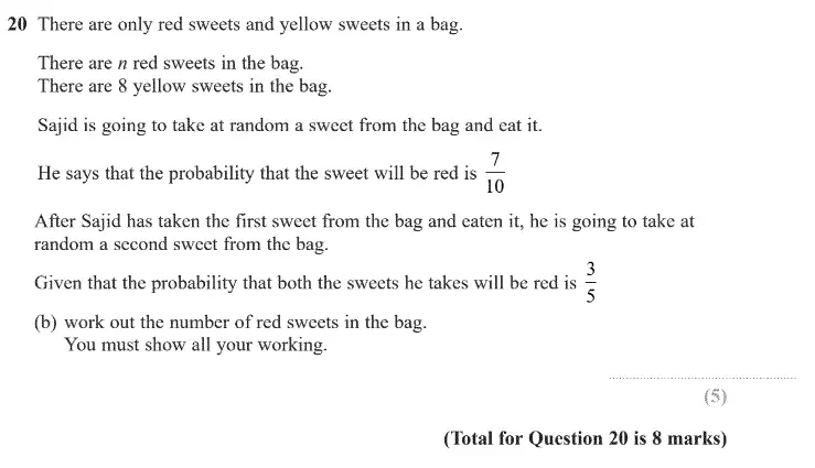 Question 25 - GCSE Edexcel Higher Maths Past Paper 2 (Calculator) - June 2020