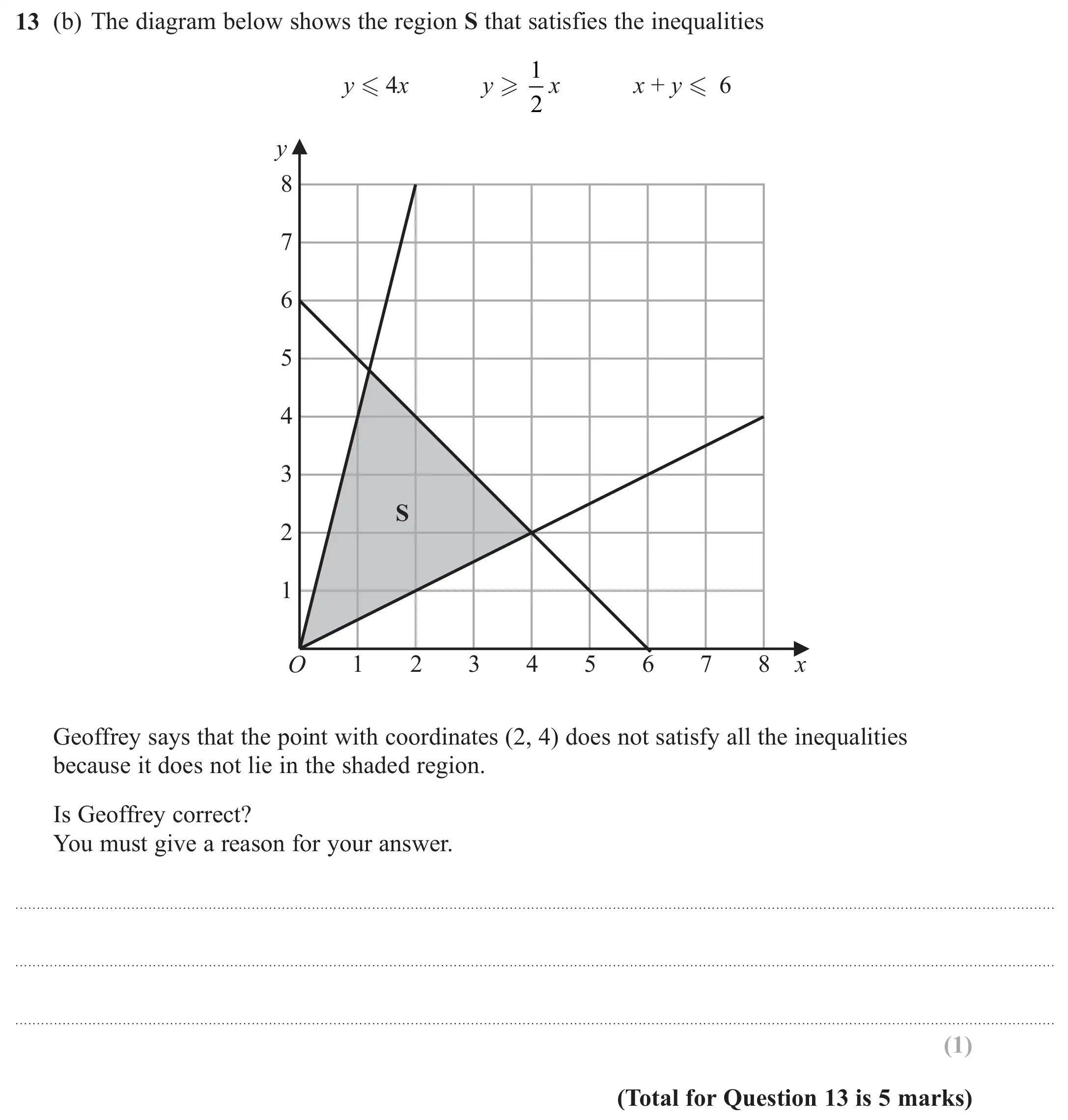 Question 13(b) - GCSE Edexcel Higher Maths Past Paper 3 (Calculator) - June 2020