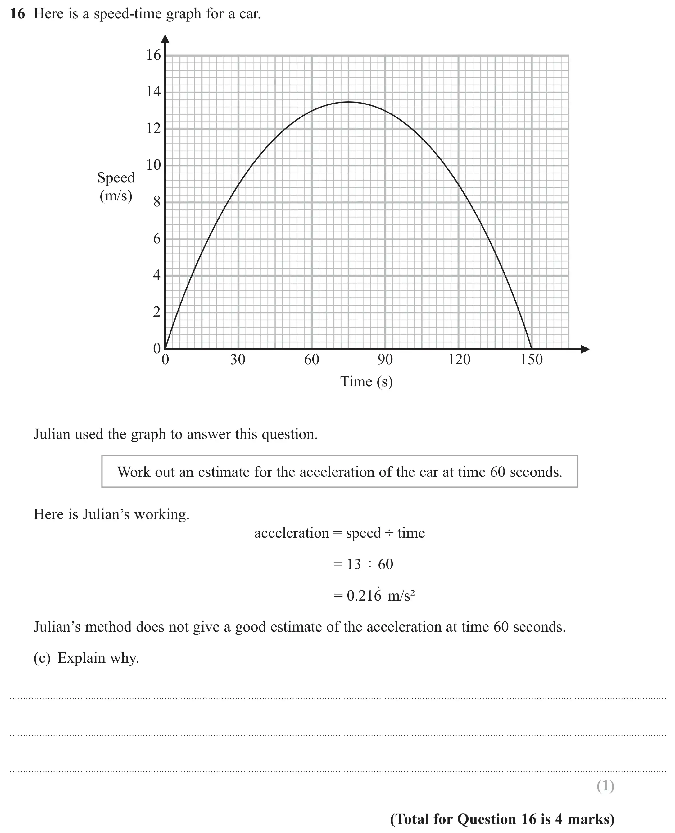 Question 16(c) - GCSE Edexcel Higher Maths Past Paper 3 (Calculator) - June 2020