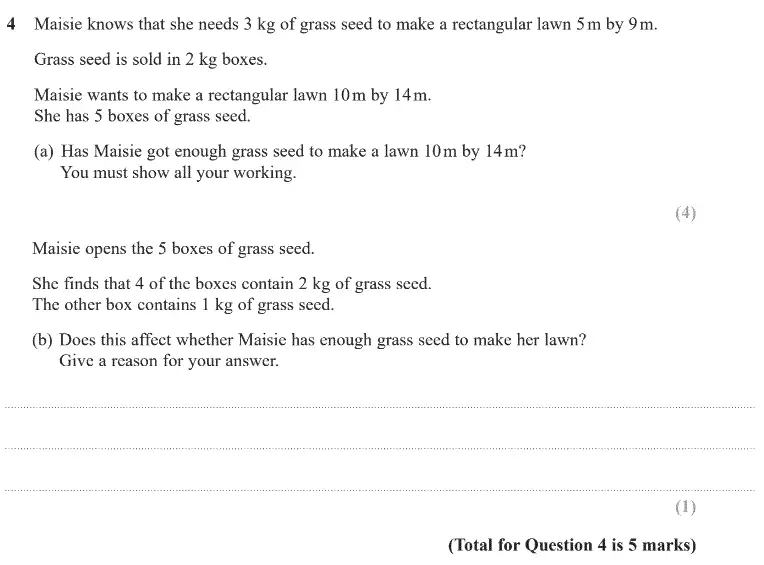 Question 4 - GCSE Edexcel Higher Maths Past Paper 3 (Calculator) - June 2020