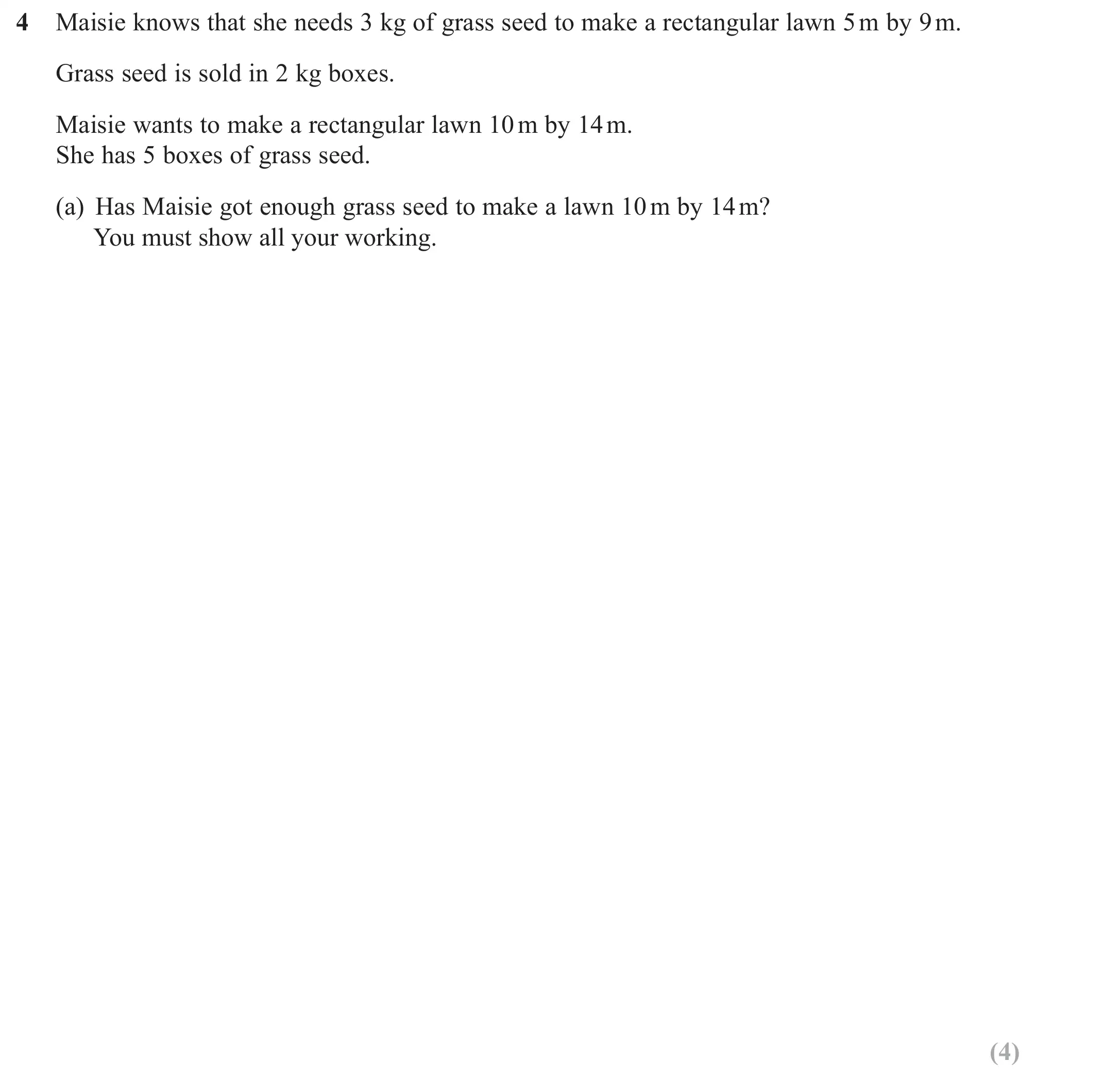 Question 4(a) - GCSE Edexcel Higher Maths Past Paper 3 (Calculator) - June 2020
