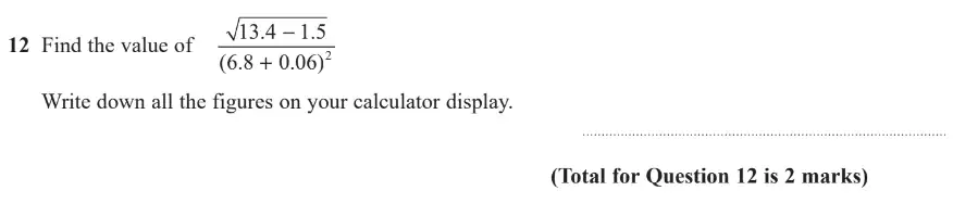 Question 12 - GCSE Edexcel Foundation Maths Past Paper 2 (Calculator) - June 2017
