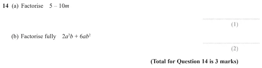 Question 14 - GCSE Edexcel Foundation Maths Past Paper 2 (Calculator) - June 2017