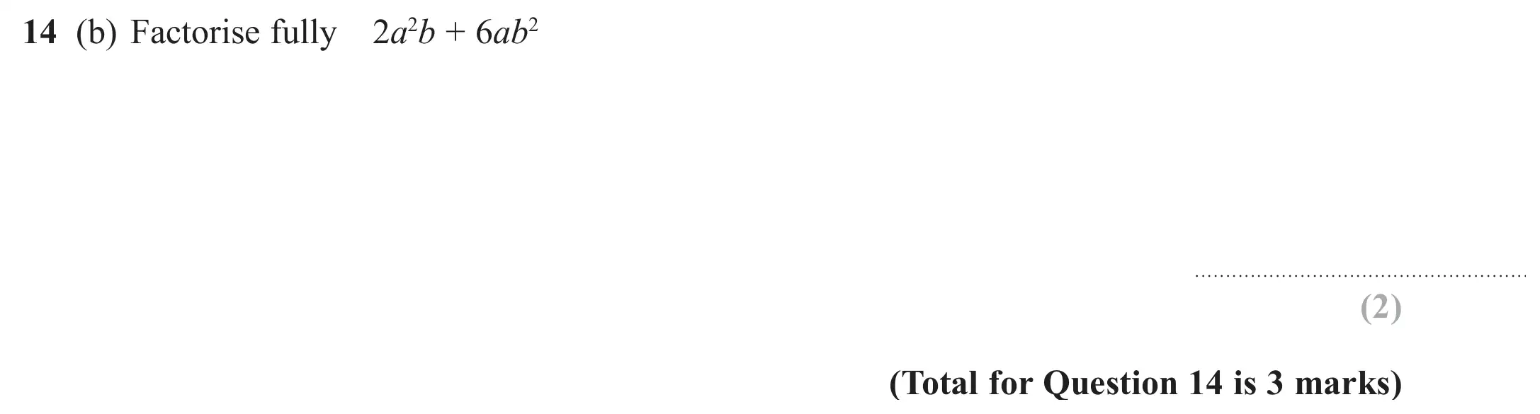 Question 14(b) - GCSE Edexcel Foundation Maths Past Paper 2 (Calculator) - June 2017