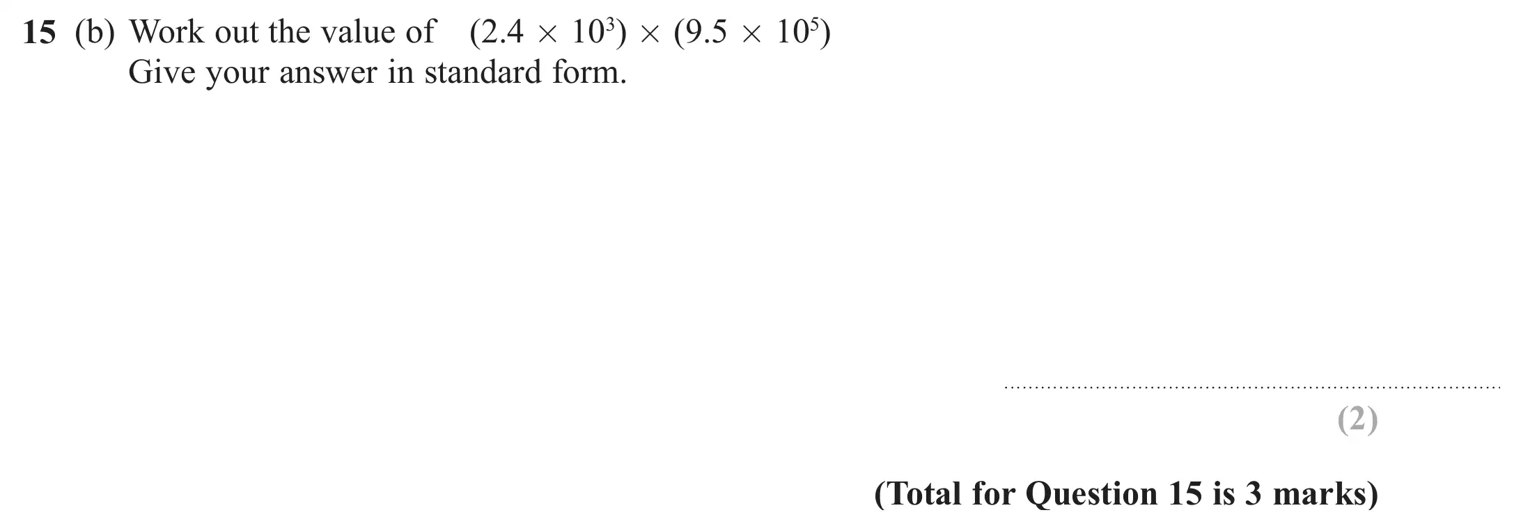 Question 15(b) - GCSE Edexcel Foundation Maths Past Paper 2 (Calculator) - June 2017