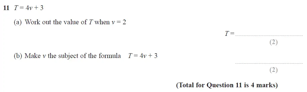 Question 11 - GCSE Edexcel Foundation Maths Past Paper 3 (Calculator) - June 2017