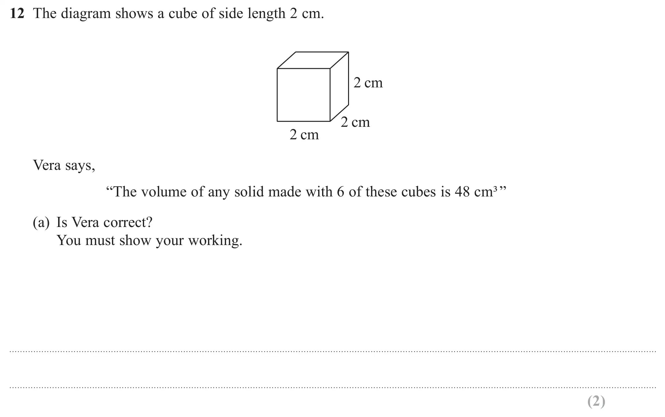 Question 12(a) - GCSE Edexcel Foundation Maths Past Paper 3 (Calculator) - June 2017