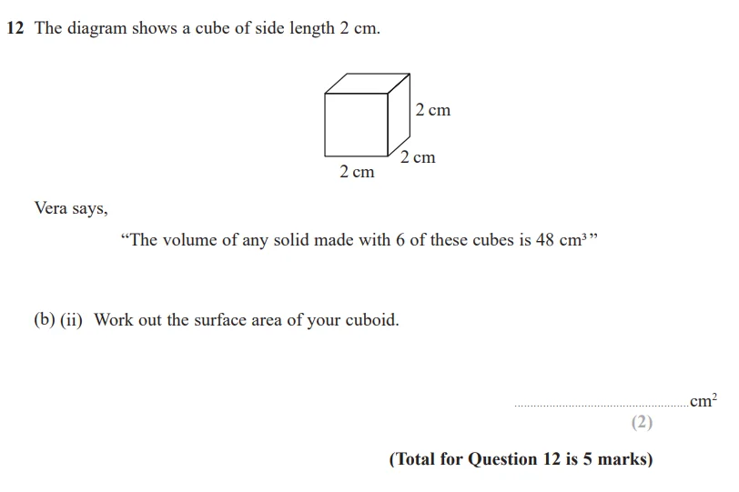 Question 12(b)(ii) - GCSE Edexcel Foundation Maths Past Paper 3 (Calculator) - June 2017