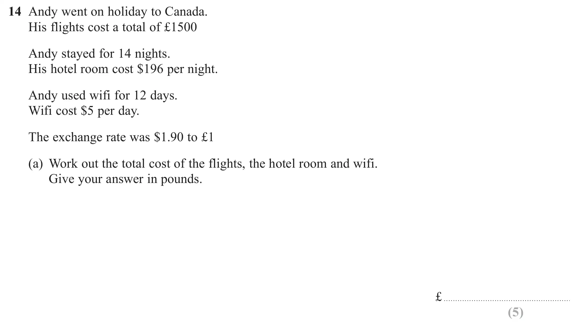 Question 14(a) - GCSE Edexcel Foundation Maths Past Paper 3 (Calculator) - June 2017