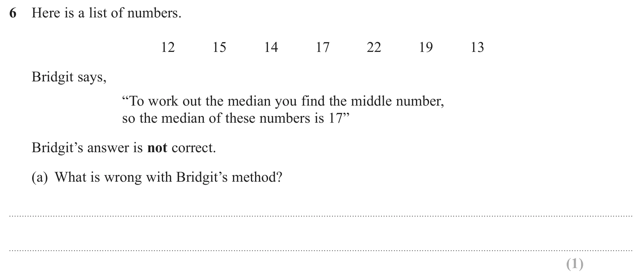 Question 6(a) - GCSE Edexcel Foundation Maths Past Paper 3 (Calculator) - June 2017