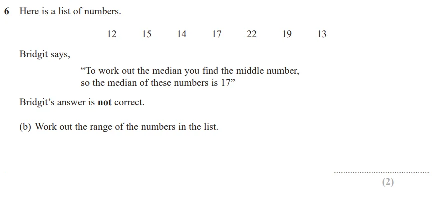 Question 6(b) - GCSE Edexcel Foundation Maths Past Paper 3 (Calculator) - June 2017