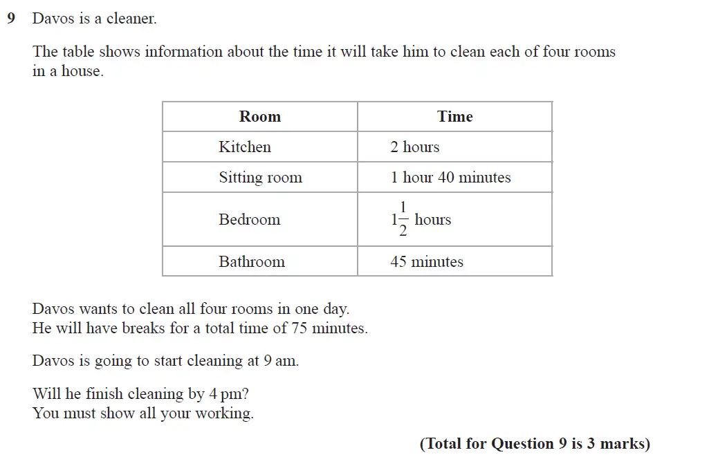 Question 9 - GCSE Edexcel Foundation Maths Past Paper 3 (Calculator) - June 2017
