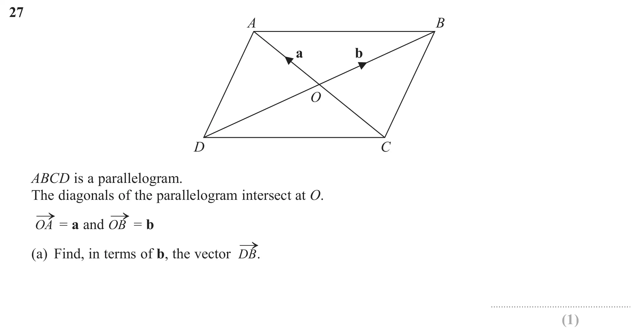 Question 27(a) - GCSE Edexcel Foundation Maths Past Paper 1 (Non-Calculator) - June 2017