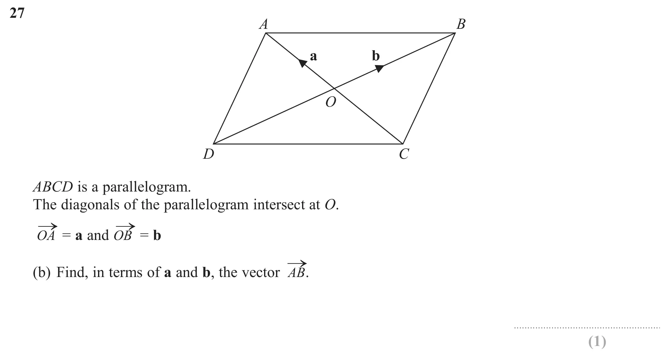 Question 27(b) - GCSE Edexcel Foundation Maths Past Paper 1 (Non-Calculator) - June 2017