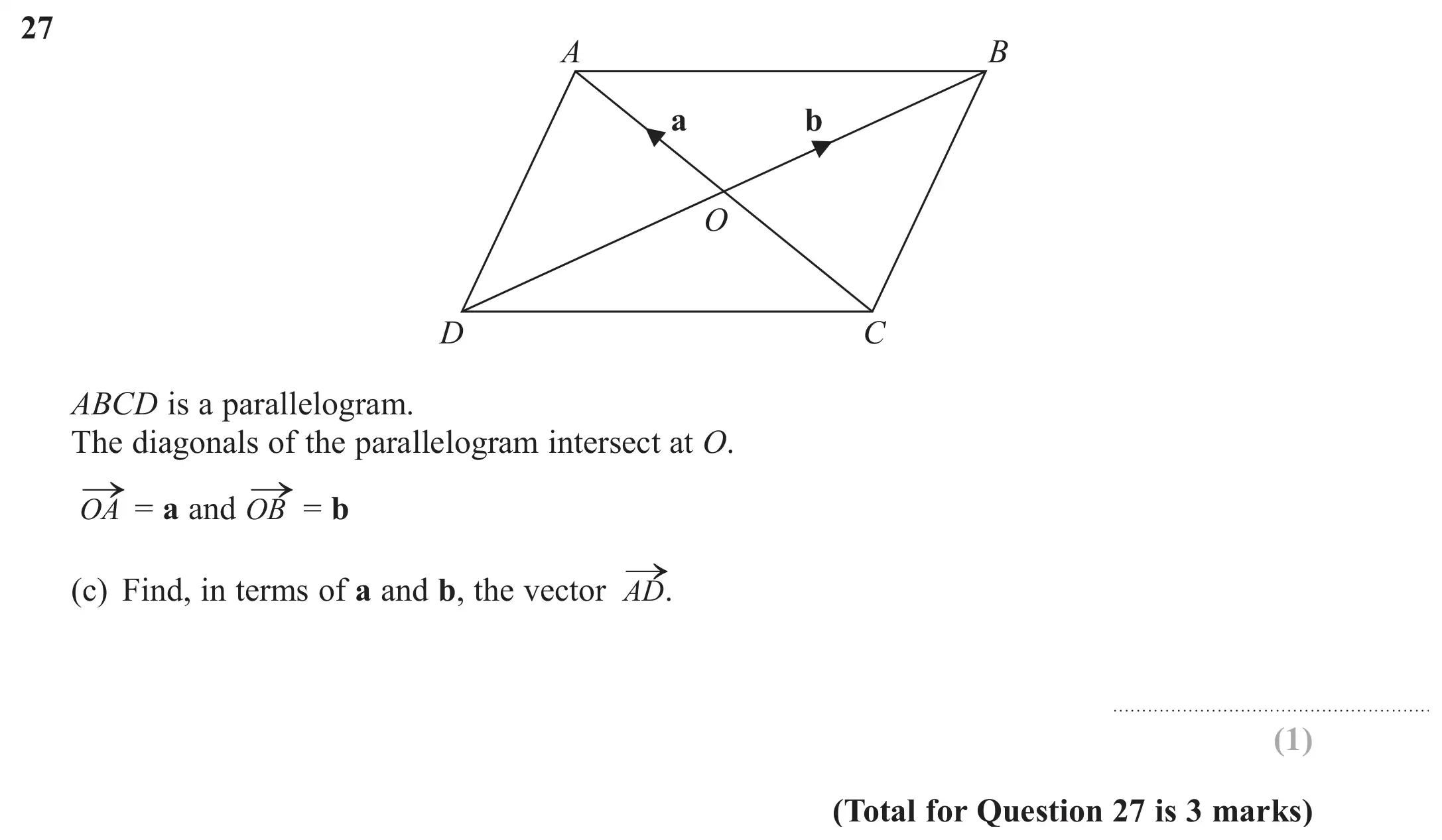 Question 27(c) - GCSE Edexcel Foundation Maths Past Paper 1 (Non-Calculator) - June 2017