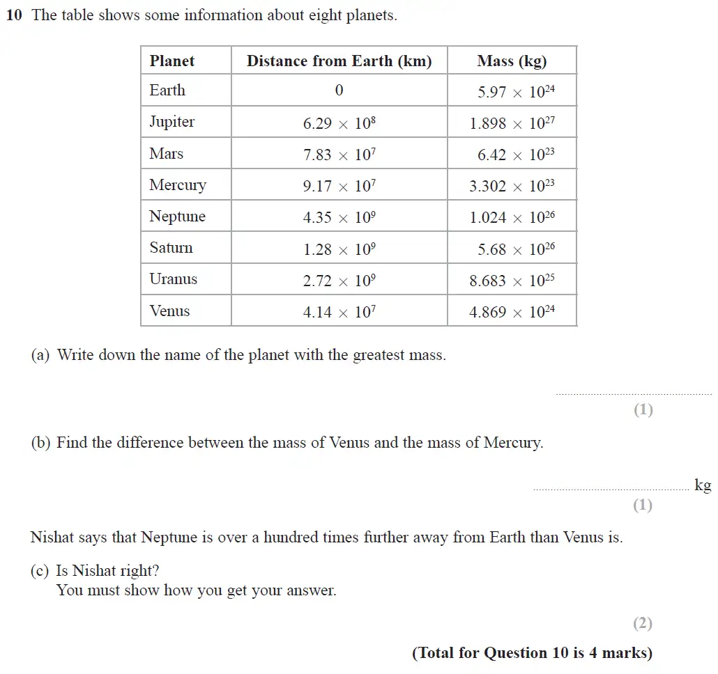 Question 10 - GCSE Edexcel Higher Maths Past Paper 2 (Calculator) - June 2017