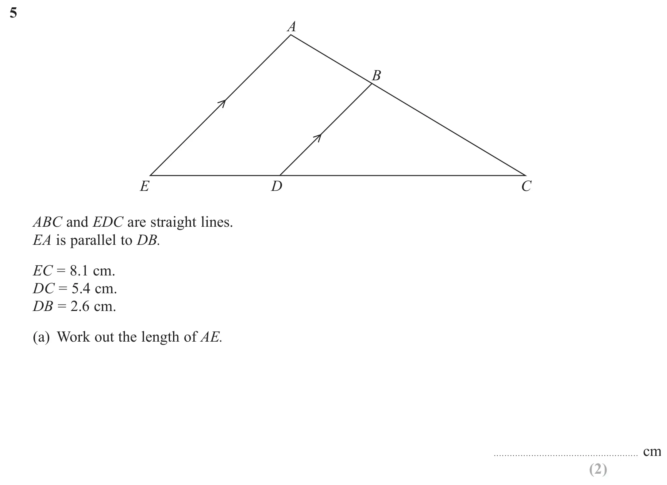 Question 5(a) - GCSE Edexcel Higher Maths Past Paper 2 (Calculator) - June 2017